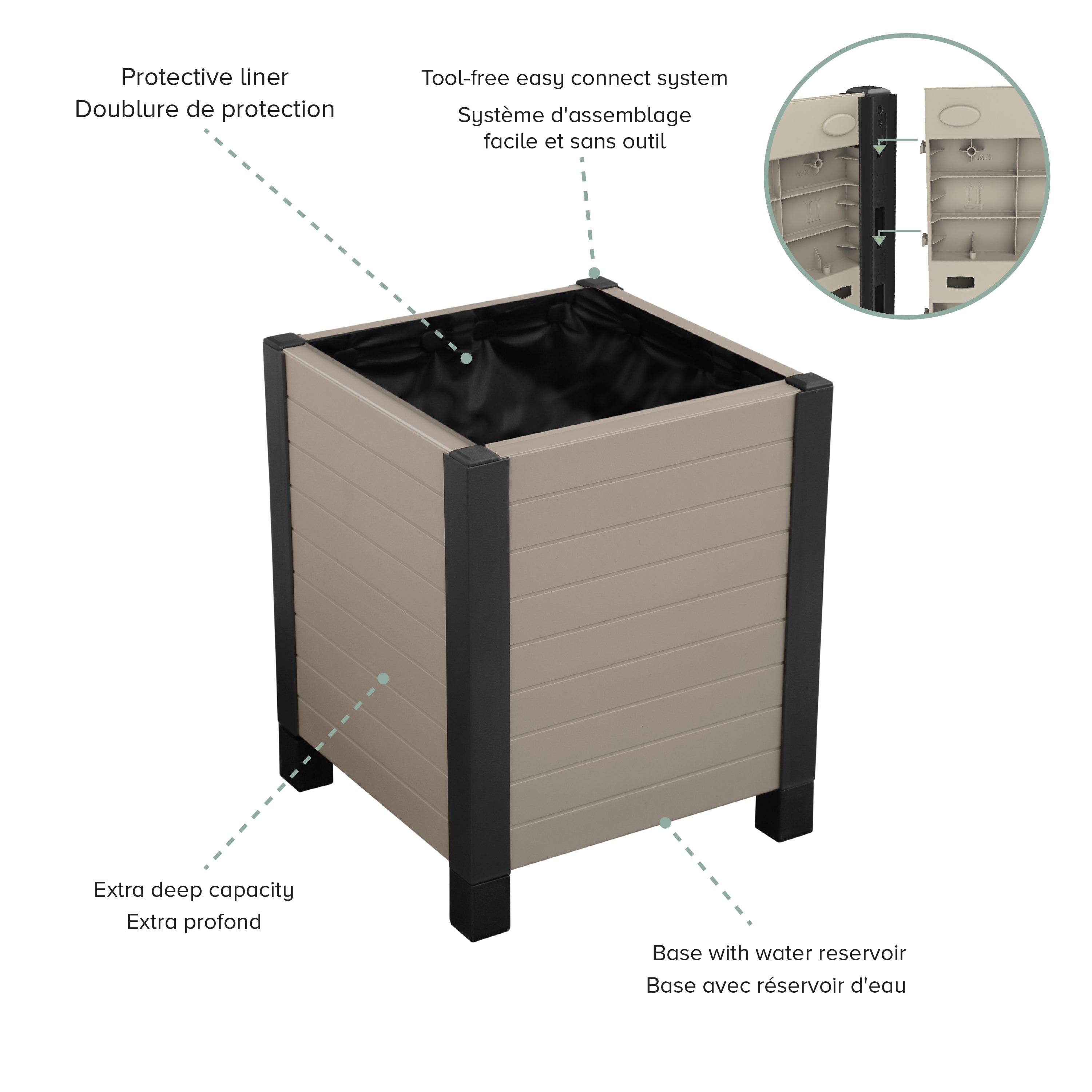 Jardinière cubique Flora 17"x17"